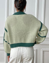 Contrast Open Front Long Sleeve Cardigan