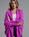 Dolman Sleeve Open Front Ribbed Trim Longline Cardigan