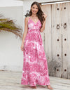 Printed Surplice Spaghetti Strap Dress