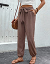 Tied High Waist Pants with Pockets