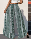 Slit Ruffled Geometric Wide Leg Pants
