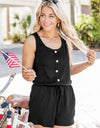 Scoop Neck Wide Strap Romper with Pockets