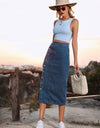 Button Down Denim Skirt