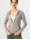 Drawstring Zip Up Hooded Active Outerwear
