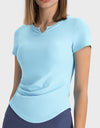 Notched Short Sleeve Active T-Shirt