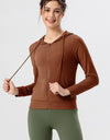 Drawstring Zip Up Hooded Active Outerwear