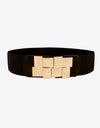 Geometric Buckle Elastic Wide Belt