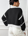 Contrast Open Front Long Sleeve Cardigan