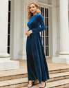 Tie Front Round Neck Long Sleeve Maxi Dress
