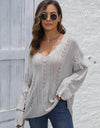 Openwork V-Neck Sweater