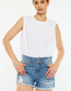 Kancan Full Size High Rise Raw Hem Denim Shorts