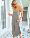 Shiny Spaghetti Strap Pocketed Jumpsuit