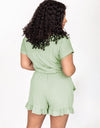 Ruffled Boat Neck Short Sleeve Romper