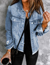 Distressed Raw Hem Denim Jacket