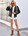 Pearl Trim Raw Hem Denim Jacket
