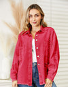 Distressed Raw Hem Denim Jacket