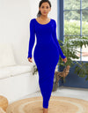 Round Neck Long Sleeve Maxi Wrap Dress