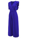 Ruffled Surplice Cap Sleeve Jumpsuit