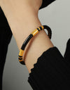 Enamel Titanium Steel Cuff Bracelet