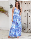 Printed Surplice Spaghetti Strap Dress