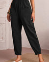 Elastic Waist Pocket Tapered Pants