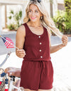 Scoop Neck Wide Strap Romper with Pockets