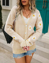 Daisy Pattern Button Front Cardigan