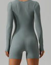 Square Neck Long Sleeve Active Romper