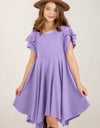 Round Neck Petal Sleeve Dress