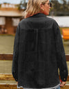 Button Up Collared Neck Raw Hem Denim Top