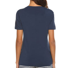 Striped Short Sleeve Top and Shorts Lounge Set
