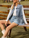 Sleeveless Collared Neck Denim Top with Pockets