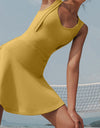 V-Neck Wide Strap Active Dress with Unitard Liner