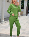 Round Neck Top and Drawstring Pants Lounge Set
