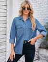 Button Up Collared Neck Denim Jacket