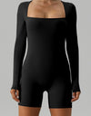Square Neck Long Sleeve Active Romper