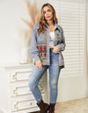 Collared Neck Dropped Shoulder Denim Jacket