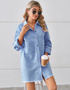 Raw Hem Button Up Denim Dress