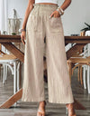 Pocketed Elastic Waist Wide Leg Pants
