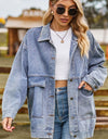 Dropped Shoulder Denim Jacket with Pockets