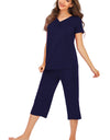 V-Neck Short Sleeve Top and Pants Lounge Set