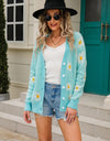 Daisy Pattern Button Front Cardigan