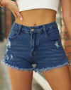 Raw Hem Distressed Denim Shorts