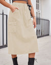 Slit Buttoned Denim Skirt with Pockets