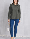 Collared Neck Button Up Denim Top