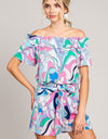 Cotton Bleu by Nu Label Abstracted Print Tie Front Shorts