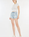 Kancan High Rise Repaired Mom Denim Shorts