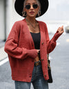 Button-Up Dropped Shoulder Cardigan