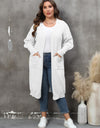 Plus Size Long Sleeve Pocketed Cardigan