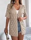 Openwork Open Front Short Sleeve Cardigan